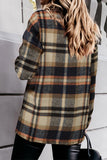 LC255462-14-S, LC255462-14-M, LC255462-14-L, LC255462-14-XL, LC255462-14-2XL, Orange Geometric Plaid Print Pocketed Shirt
