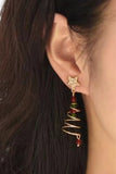 BH011811-3, Red Womes Christmas Tree Earrings Holiday Earrings