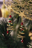 BH011811-3, Red Womes Christmas Tree Earrings Holiday Earrings