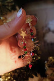 BH011811-3, Red Womes Christmas Tree Earrings Holiday Earrings