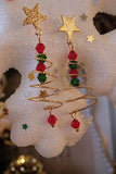 BH011811-3, Red Womes Christmas Tree Earrings Holiday Earrings