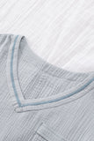 LC25112185-11-S, LC25112185-11-M, LC25112185-11-L, LC25112185-11-XL, LC25112185-11-2XL, Gray Women's Casual Short Sleeve T Shirts V Neck Chest Pocket Knit Blouse Top