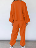 LC622153-14-L, LC622153-14-M, LC622153-14-S, LC622153-14-XL, Orange Women's Two Piece Outfits Striped Sweatshirt Jogger Pants Tracksuit