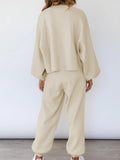 LC622153-18-S, LC622153-18-M, LC622153-18-L, LC622153-18-XL, Apricot Women's Two Piece Outfits Striped Sweatshirt Jogger Pants Tracksuit