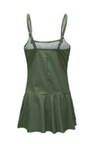 LC412099-9-S, LC412099-9-M, LC412099-9-L, LC412099-9-XL, LC412099-9-2XL, LC412099-9-XS, LC412099-9-3XL, Green Womens Tummy Control One Piece Swimsuits Padded Push up One Piece Swimdress