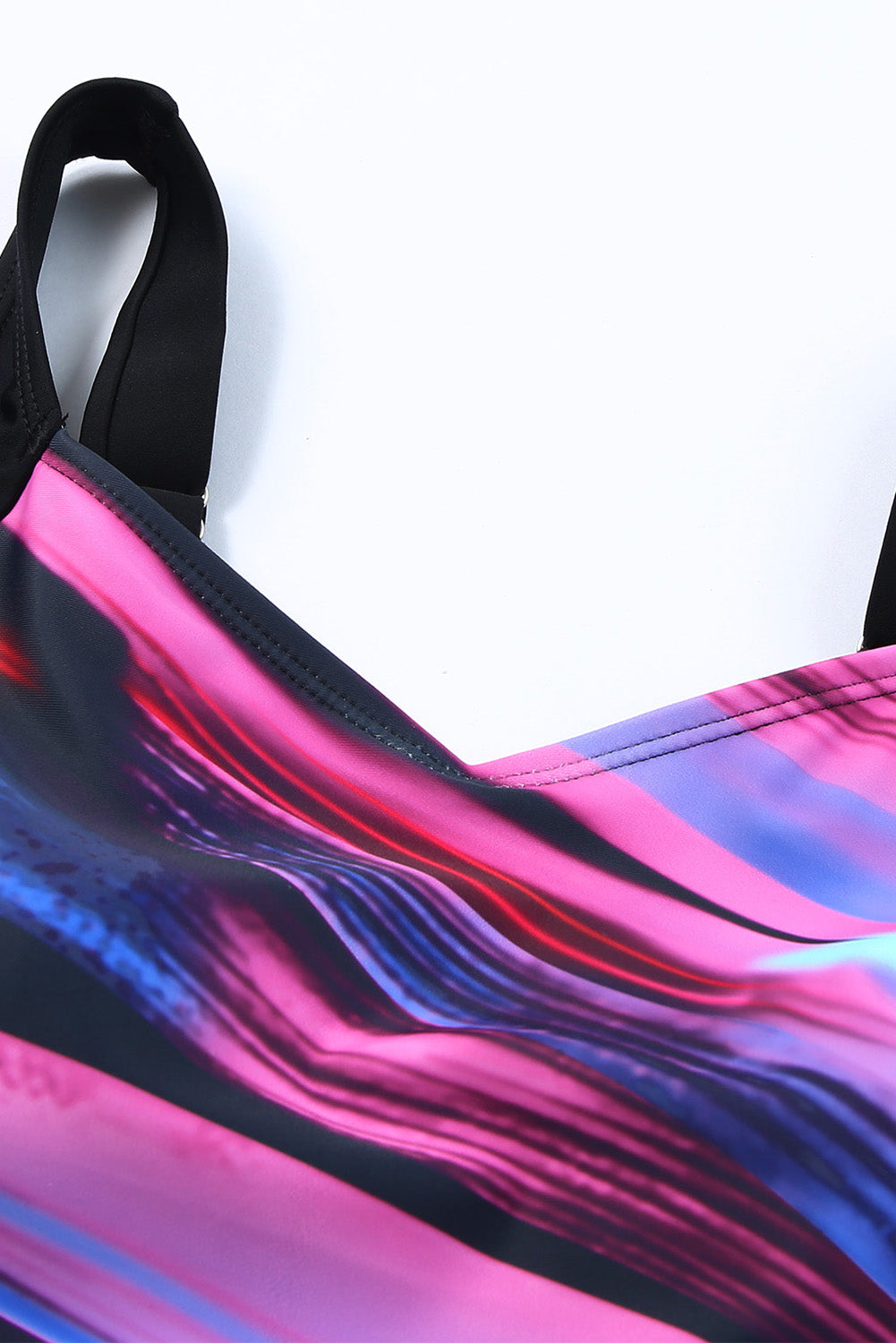 LC442787-8-S, LC442787-8-M, LC442787-8-L, LC442787-8-XL, LC442787-8-2XL, Purple Women's One Piece Swimsuit Striped Pattern Print Sleeveless Bathing Suit