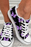 Womens Canvas Sneakers Low Top Lace Up Butterfly Print Canvas Shoes