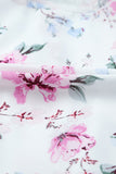 LC6111317-8-S, LC6111317-8-M, LC6111317-8-L, LC6111317-8-XL, Purple Vintage Floral Print Drawstring Flowy Dress