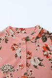 LC6111317-10-S, LC6111317-10-M, LC6111317-10-L, LC6111317-10-XL, Pink Vintage Floral Print Drawstring Flowy Dress