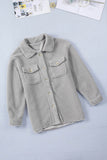 Gray Women's Flap Pockets Long Sleeve Warm Teddy Coat LC854089-11
