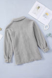 Gray Women's Flap Pockets Long Sleeve Warm Teddy Coat LC854089-11