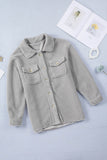 Gray Women's Flap Pockets Long Sleeve Warm Teddy Coat LC854089-11