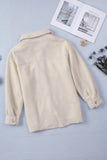 White Women's Flap Pockets Long Sleeve Warm Teddy Coat LC854089-1