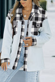 LC8512482-2-S, LC8512482-2-M, LC8512482-2-L, LC8512482-2-XL, LC8512482-2-2XL, Black Women's Button Down Pocket Coat Plaid Shacket