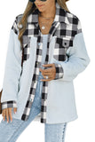 LC8512482-2-S, LC8512482-2-M, LC8512482-2-L, LC8512482-2-XL, LC8512482-2-2XL, Black Women's Button Down Pocket Coat Plaid Shacket