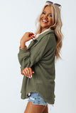 LC2552552-109-S, LC2552552-109-M, LC2552552-109-L, LC2552552-109-XL, LC2552552-109-2XL, Green Womens Waffle Knit Shacket Jacket Button Up Casual Blouse Shirt with Pockets