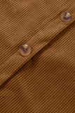 LC8511383-1017-S, LC8511383-1017-M, LC8511383-1017-L, LC8511383-1017-XL, LC8511383-1017-2XL, Brown Womens Boyfriend Shirt Ribbed Shacket Loose Fit Long Sleeve Tops