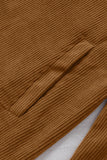 LC8511383-1017-S, LC8511383-1017-M, LC8511383-1017-L, LC8511383-1017-XL, LC8511383-1017-2XL, Brown Womens Boyfriend Shirt Ribbed Shacket Loose Fit Long Sleeve Tops