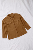 LC8511383-1017-S, LC8511383-1017-M, LC8511383-1017-L, LC8511383-1017-XL, LC8511383-1017-2XL, Brown Womens Boyfriend Shirt Ribbed Shacket Loose Fit Long Sleeve Tops