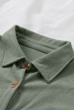 LC8511383-109-S, LC8511383-109-M, LC8511383-109-L, LC8511383-109-XL, LC8511383-109-2XL, Green Womens Boyfriend Shirt Ribbed Shacket Loose Fit Long Sleeve Tops