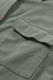 LC8511383-109-S, LC8511383-109-M, LC8511383-109-L, LC8511383-109-XL, LC8511383-109-2XL, Green Womens Boyfriend Shirt Ribbed Shacket Loose Fit Long Sleeve Tops