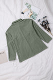 LC8511383-109-S, LC8511383-109-M, LC8511383-109-L, LC8511383-109-XL, LC8511383-109-2XL, Green Womens Boyfriend Shirt Ribbed Shacket Loose Fit Long Sleeve Tops
