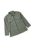 LC8511383-109-S, LC8511383-109-M, LC8511383-109-L, LC8511383-109-XL, LC8511383-109-2XL, Green Womens Boyfriend Shirt Ribbed Shacket Loose Fit Long Sleeve Tops