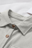 LC8511383-11-S, LC8511383-11-M, LC8511383-11-L, LC8511383-11-XL, LC8511383-11-2XL, Gray Womens Boyfriend Shirt Ribbed Shacket Loose Fit Long Sleeve Tops