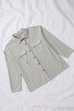 LC8511383-11-S, LC8511383-11-M, LC8511383-11-L, LC8511383-11-XL, LC8511383-11-2XL, Gray Womens Boyfriend Shirt Ribbed Shacket Loose Fit Long Sleeve Tops