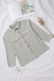 LC8511383-11-S, LC8511383-11-M, LC8511383-11-L, LC8511383-11-XL, LC8511383-11-2XL, Gray Womens Boyfriend Shirt Ribbed Shacket Loose Fit Long Sleeve Tops
