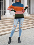 PSE1471-205-L, PSE1471-205-M, PSE1471-205-S, PSE1471-205-XL, Blue Women's Chunky Knit Long Sleeve Turtleneck Pullover Sweater