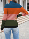 PSE1471-205-L, PSE1471-205-M, PSE1471-205-S, PSE1471-205-XL, Blue Women's Chunky Knit Long Sleeve Turtleneck Pullover Sweater