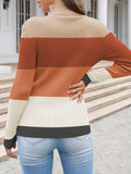 PSE1471-2014-L, PSE1471-2014-M, PSE1471-2014-S, PSE1471-2014-XL, Orange Women's Chunky Knit Long Sleeve Turtleneck Pullover Sweater