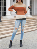 PSE1471-2014-L, PSE1471-2014-M, PSE1471-2014-S, PSE1471-2014-XL, Orange Women's Chunky Knit Long Sleeve Turtleneck Pullover Sweater