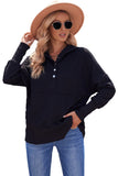 LC25311926-2-S, LC25311926-2-M, LC25311926-2-L, LC25311926-2-XL, LC25311926-2-2XL, Black Batwing Sleeve Pocketed Henley Hoodie