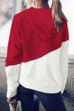 LC8511695-3-S, LC8511695-3-M, LC8511695-3-L, LC8511695-3-XL, LC8511695-3-2XL, Red Hoodies for Women Asymmetric Color Block Hooded Sweatshirt Jacket