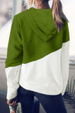 LC8511695-9-S, LC8511695-9-M, LC8511695-9-L, LC8511695-9-XL, LC8511695-9-2XL, Green Hoodies for Women Asymmetric Color Block Hooded Sweatshirt Jacket