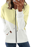 LC8511695-18-S, LC8511695-18-M, LC8511695-18-L, LC8511695-18-XL, LC8511695-18-2XL, Apricot Hoodies for Women Asymmetric Color Block Hooded Sweatshirt Jacket
