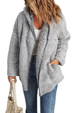 LC85279-11-S, LC85279-11-M, LC85279-11-L, LC85279-11-XL, LC85279-11-2XL, Gray Women's Autumn Winter Faux Shearling Pullover Jacket Coat