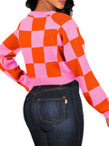 PSE2440-14-L, PSE2440-14-M, PSE2440-14-S, PSE2440-14-XL, Orange Women's Cropped Cable Knit Raglan Sleeve Sweater