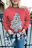 LC25313501-3-S, LC25313501-3-M, LC25313501-3-L, LC25313501-3-XL, LC25313501-3-2XL, Red Leopard Christmas Tree Pullover Sweatshirt Long Sleeve Holiday Shirts Tops