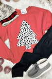 LC25313501-3-S, LC25313501-3-M, LC25313501-3-L, LC25313501-3-XL, LC25313501-3-2XL, Red Leopard Christmas Tree Pullover Sweatshirt Long Sleeve Holiday Shirts Tops