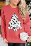 LC25313501-3-S, LC25313501-3-M, LC25313501-3-L, LC25313501-3-XL, LC25313501-3-2XL, Red Leopard Christmas Tree Pullover Sweatshirt Long Sleeve Holiday Shirts Tops