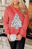 LC25313501-3-S, LC25313501-3-M, LC25313501-3-L, LC25313501-3-XL, LC25313501-3-2XL, Red Leopard Christmas Tree Pullover Sweatshirt Long Sleeve Holiday Shirts Tops