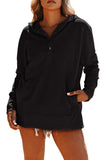 LC25311926-2-S, LC25311926-2-M, LC25311926-2-L, LC25311926-2-XL, LC25311926-2-2XL, Black Batwing Sleeve Pocketed Henley Hoodie