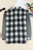 LC8512482-11-S, LC8512482-11-M, LC8512482-11-L, LC8512482-11-XL, LC8512482-11-2XL, Gray Women's Button Down Pocket Coat Plaid Shacket