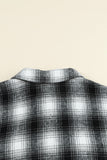 LC8512482-11-S, LC8512482-11-M, LC8512482-11-L, LC8512482-11-XL, LC8512482-11-2XL, Gray Women's Button Down Pocket Coat Plaid Shacket