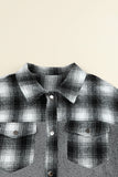 LC8512482-11-S, LC8512482-11-M, LC8512482-11-L, LC8512482-11-XL, LC8512482-11-2XL, Gray Women's Button Down Pocket Coat Plaid Shacket