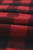 LC25312460-3-S, LC25312460-3-M, LC25312460-3-L, LC25312460-3-XL, LC25312460-3-2XL, Red Women’s Pullover Hoodie Buffalo Plaid Zipped Front Sweatshirt