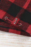 LC25312460-3-S, LC25312460-3-M, LC25312460-3-L, LC25312460-3-XL, LC25312460-3-2XL, Red Women’s Pullover Hoodie Buffalo Plaid Zipped Front Sweatshirt